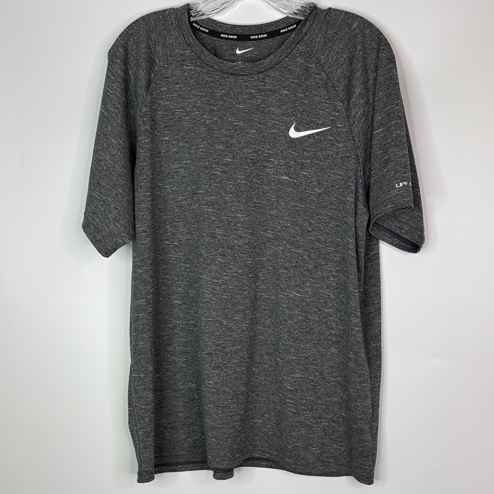 Nike Swim Heather Grey UPF 40 Rash Guard Tshirt Size XL
